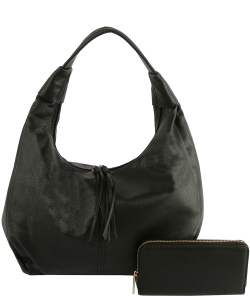 Tassel Zipprer 2-in-1 Shoulder Bag Hobo LMS196-1W BLACK